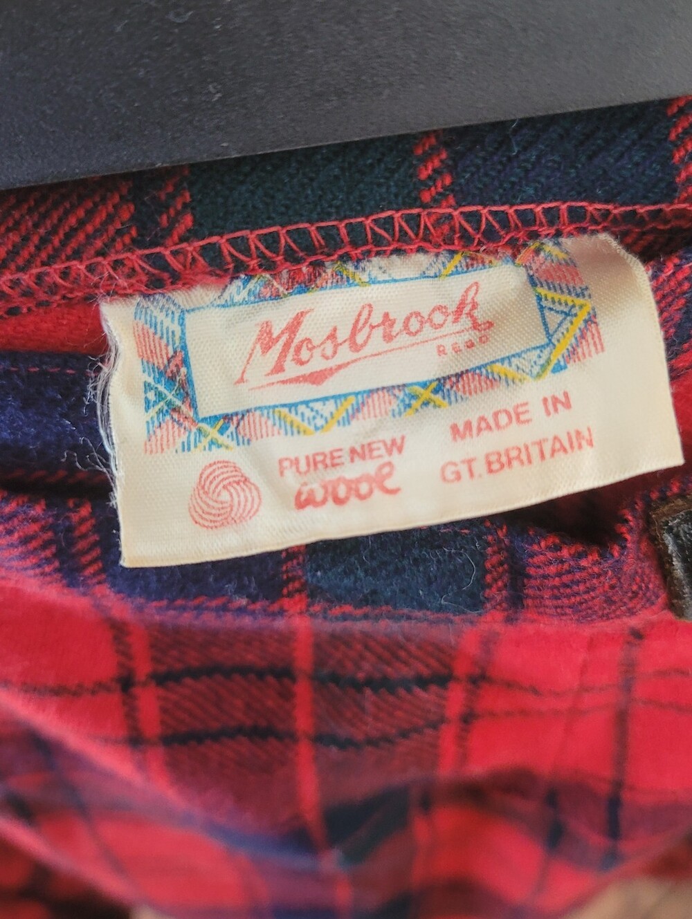 VTG Mosbrook XS Wool Tartan Red Plaid Skirt Leather Buckle Hook - Picture 5 of 11
